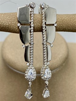 *Серьги Паруса Белый Фианит арт. CZ-E02125-X-W-W-X-W-140 вес 6,5 г - фото 267466