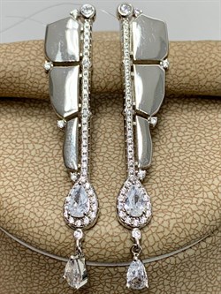 *Серьги Паруса Белый Фианит арт. CZ-E02125-X-W-W-X-W-140 вес 6,5 г - фото 267468