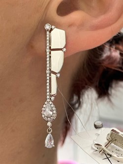 *Серьги Паруса Белый Фианит арт. CZ-E02125-X-W-W-X-W-140 вес 6,5 г - фото 267469