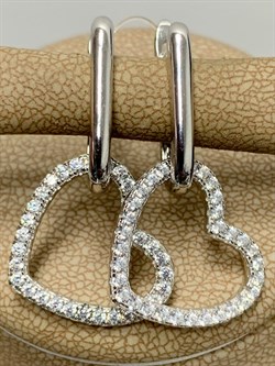 *Серьги Трансформеры Сердце Белый Фианит арт. CZ-E03366-X-W-X-X-W-783 вес 5,36 г - фото 267475