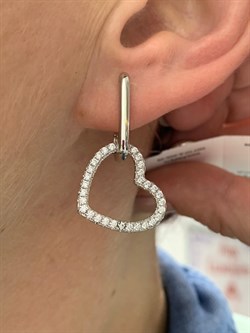 *Серьги Трансформеры Сердце Белый Фианит арт. CZ-E03366-X-W-X-X-W-783 вес 5,36 г - фото 267476