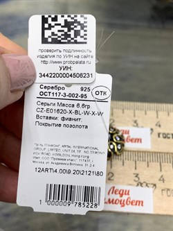 *Серьги Белый Фианит арт. CZ-E01620-X-BL-W-X-W-231 вес 6,6 г - фото 267535 *Серьги Белый Фианит арт. CZ-E01620-X-BL-W-X-W-231 вес 6,6 г - фото 267535