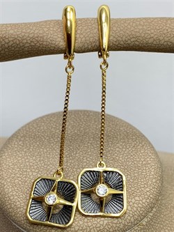 *Серьги Белый Фианит арт. SS-E01585-X-L-W-X-X-229 вес 4,6 г - фото 267685