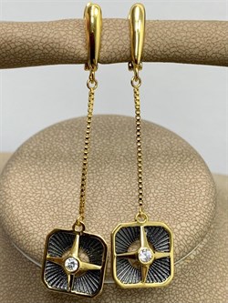 *Серьги Белый Фианит арт. SS-E01585-X-L-W-X-X-229 вес 4,6 г - фото 267686