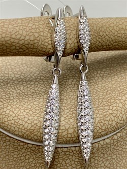 *Серьги Белый Фианит Микро Вставки арт. MP-E00964-X-W-X-X-W-911 вес 3,1 г - фото 267757