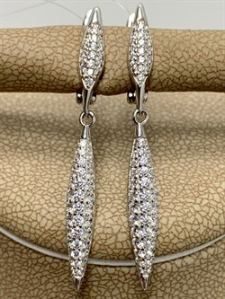 *Серьги Белый Фианит Микро Вставки арт. MP-E00964-X-W-X-X-W-911 вес 3,1 г - фото 267759