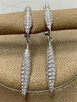 *Серьги Белый Фианит Микро Вставки арт. MP-E00964-X-W-X-X-W-911 вес 3,1 г - фото 267760