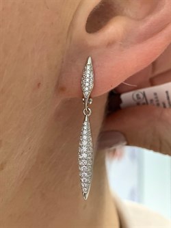 *Серьги Белый Фианит Микро Вставки арт. MP-E00964-X-W-X-X-W-911 вес 3,1 г - фото 267761