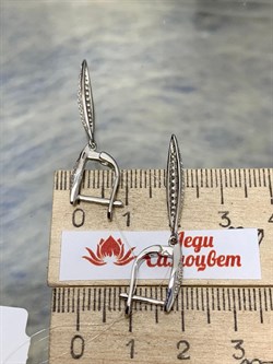 *Серьги Белый Фианит Микро Вставки арт. MP-E00964-X-W-X-X-W-911 вес 3,1 г - фото 267762