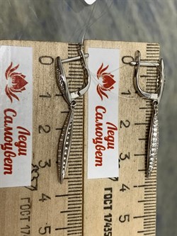 *Серьги Белый Фианит Микро Вставки арт. MP-E00964-X-W-X-X-W-911 вес 3,1 г - фото 267763