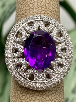 *Кольцо р.16 Аметист арт. AS-R11052-X-W-Pur-X-W-060 вес 6,5 г - фото 267996 *Кольцо р.16 Аметист арт. AS-R11052-X-W-Pur-X-W-060 вес 6,5 г - фото 267996