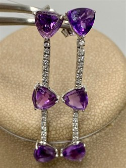 *Серьги Пусеты Аметист арт. AS-E06347-X-W-Pur-X-W-467 вес 3,8 г - фото 268033 *Серьги Пусеты Аметист арт. AS-E06347-X-W-Pur-X-W-467 вес 3,8 г - фото 268033