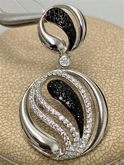 *Подвеска Черный и Белый Фианит Микс Микро Вставки арт. MP-P00058-X-WB-X-X-BW-953 вес 3,6 г - фото 268097 *Подвеска Черный и Белый Фианит Микс Микро Вставки арт. MP-P00058-X-WB-X-X-BW-953 вес 3,6 г - фото 268097