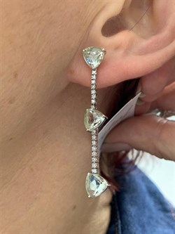 *Серьги Пусеты Празиолит арт. AS-E06347-X-W-S-X-W-301 вес 3,98 г - фото 268191