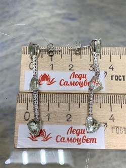 *Серьги Пусеты Празиолит арт. AS-E06347-X-W-S-X-W-301 вес 3,98 г - фото 268194