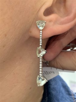 *Серьги Пусеты Празиолит арт. AS-E06347-X-W-S-X-W-301 вес 3,98 г - фото 268196