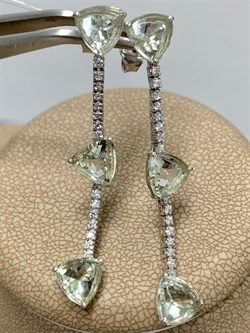 *Серьги Пусеты Празиолит арт. AS-E06347-X-W-S-X-W-301 вес 3,98 г - фото 268197