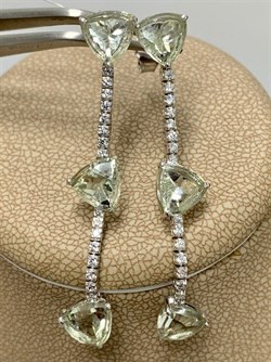 *Серьги Пусеты Празиолит арт. AS-E06347-X-W-S-X-W-301 вес 3,98 г - фото 268198