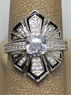 *Кольцо р.19 Белый Фианит арт. CZ-R02126-X-W-W-B-W-889 вес 4,7 г - фото 268635