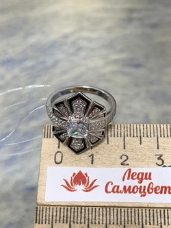 *Кольцо р.19 Белый Фианит арт. CZ-R02126-X-W-W-B-W-889 вес 4,7 г - фото 268638