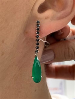 *Серьги Пусеты Зеленый Агат Морион арт. AS-E02958-X-W-Gg-X-W-953 вес 3,41 г - фото 268656 *Серьги Пусеты Зеленый Агат Морион арт. AS-E02958-X-W-Gg-X-W-953 вес 3,41 г - фото 268656