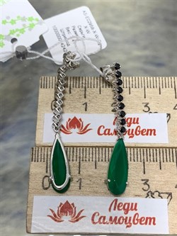 *Серьги Пусеты Зеленый Агат Морион арт. AS-E02958-X-W-Gg-X-W-953 вес 3,41 г - фото 268657 *Серьги Пусеты Зеленый Агат Морион арт. AS-E02958-X-W-Gg-X-W-953 вес 3,41 г - фото 268657