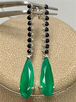 *Серьги Пусеты Зеленый Агат Морион арт. AS-E02958-X-W-Gg-X-W-953 вес 3,41 г - фото 268663 *Серьги Пусеты Зеленый Агат Морион арт. AS-E02958-X-W-Gg-X-W-953 вес 3,41 г - фото 268663