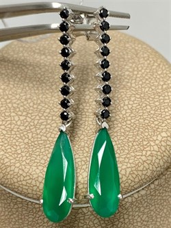 *Серьги Пусеты Зеленый Агат Морион арт. AS-E02958-X-W-Gg-X-W-953 вес 3,41 г - фото 268664 *Серьги Пусеты Зеленый Агат Морион арт. AS-E02958-X-W-Gg-X-W-953 вес 3,41 г - фото 268664