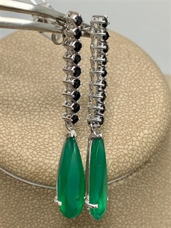 *Серьги Пусеты Зеленый Агат Морион арт. AS-E02958-X-W-Gg-X-W-953 вес 3,41 г - фото 268665 *Серьги Пусеты Зеленый Агат Морион арт. AS-E02958-X-W-Gg-X-W-953 вес 3,41 г - фото 268665