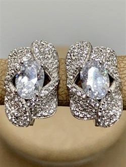 *Серьги Белый Фианит Микро Вставки арт. CZ-E01804-X-W-W-X-W-124 вес 4,47 г - фото 268786 *Серьги Белый Фианит Микро Вставки арт. CZ-E01804-X-W-W-X-W-124 вес 4,47 г - фото 268786