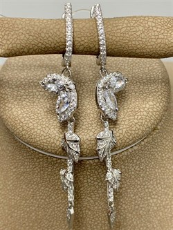 *Серьги Белый Фианит арт. CZ-E01051-X-W-W-X-W-579 вес 5,74 г - фото 268935