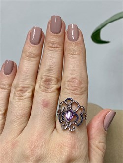 *Кольцо р.18 Микс Аметист арт. AS-R00465-X-W-Pur-X-BL-052 вес 3,69 г - фото 268948