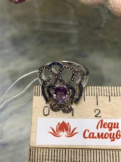 *Кольцо р.18 Микс Аметист арт. AS-R00465-X-W-Pur-X-BL-052 вес 3,69 г - фото 268951