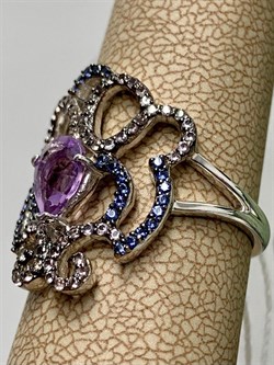 *Кольцо р.18 Микс Аметист арт. AS-R00465-X-W-Pur-X-BL-052 вес 3,69 г - фото 268955