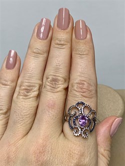 *Кольцо р.17,5 Микс Аметист арт. AS-R00465-X-W-Pur-X-BL-699 вес 3,69 г - фото 268958 *Кольцо р.17,5 Микс Аметист арт. AS-R00465-X-W-Pur-X-BL-699 вес 3,69 г - фото 268958