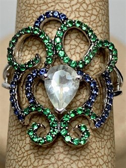 *Кольцо р.16,5 Празиолит арт. AS-R00465-X-W-Gg-X-BL-702 вес 3,43 г - фото 268974 *Кольцо р.16,5 Празиолит арт. AS-R00465-X-W-Gg-X-BL-702 вес 3,43 г - фото 268974