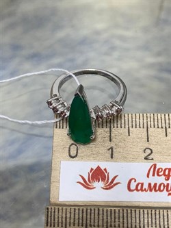 *Кольцо р.16,5 Зеленый Агат арт. AS-R01567-X-W-Gg-X-BR-961 вес 3,18 г - фото 269004