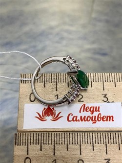 *Кольцо р.16,5 Зеленый Агат арт. AS-R01567-X-W-Gg-X-BR-961 вес 3,18 г - фото 269005