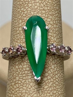 *Кольцо р.16,5 Зеленый Агат арт. AS-R01567-X-W-Gg-X-BR-961 вес 3,18 г - фото 269006