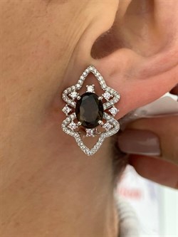 *Серьги Дымчатый Кварц Раухтопаз арт. AS-E06306-X-W-Gl-X-W-529 вес 5,6 г - фото 269019