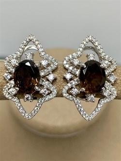 *Серьги Дымчатый Кварц Раухтопаз арт. AS-E06306-X-W-Gl-X-W-529 вес 5,6 г - фото 269024