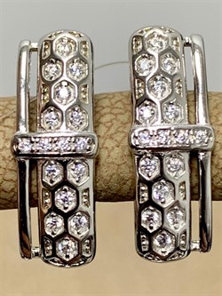 *Серьги Белый Фианит арт. CZ-E01699-X-W-W-X-W-339 вес 3,29 г - фото 269084