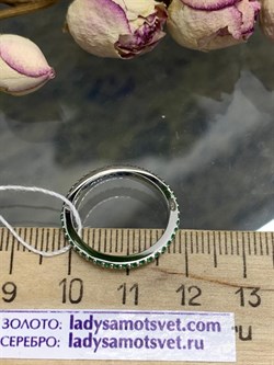 *Кольцо р.17 Зеленый Фианит арт. SL-R01312-X-W-X-X-Gg-401 вес 1,19 г - фото 269145