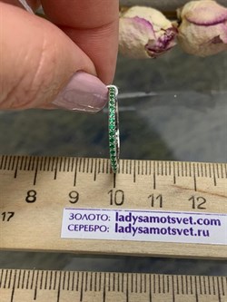 *Кольцо р.17 Зеленый Фианит арт. SL-R01312-X-W-X-X-Gg-401 вес 1,19 г - фото 269146