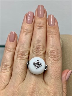 *Кольцо р.17,5 Белый Агат Оникс арт. NS-R00695-X-B-W-X-W-141 вес 7,9 г - фото 269850