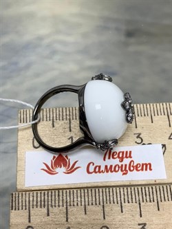 *Кольцо р.17,5 Белый Агат Оникс арт. NS-R00695-X-B-W-X-W-141 вес 7,9 г - фото 269854