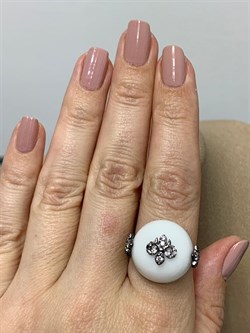 *Кольцо р.18 Белый Агат Оникс арт. NS-R00026-X-B-W-X-X-766 вес 8 г - фото 269860