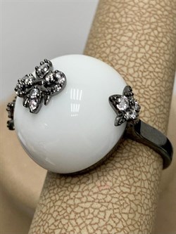 *Кольцо р.18 Белый Агат Оникс арт. NS-R00026-X-B-W-X-X-766 вес 8 г - фото 269867