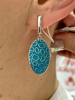 *Серьги Голубая Эмаль арт. PI-E00005-X-W-X-BL-X-729 вес 7,44 г - фото 269870