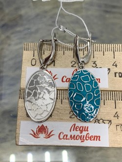 *Серьги Голубая Эмаль арт. PI-E00005-X-W-X-BL-X-729 вес 7,44 г - фото 269872